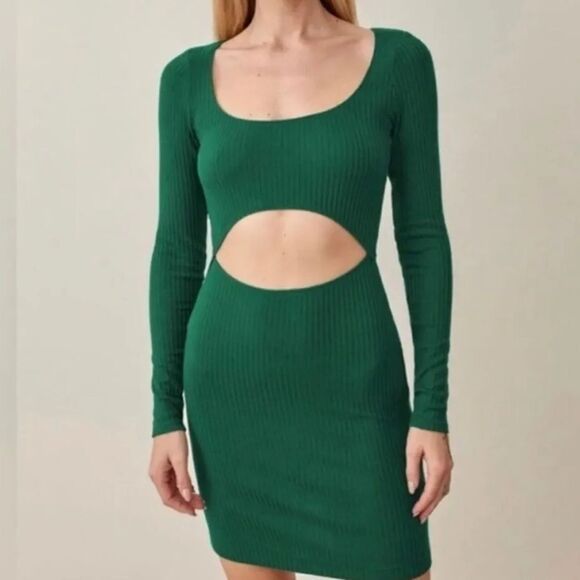 Reformation Denmark Cutout Dress Sycamore NWT - Picture 3 of 4